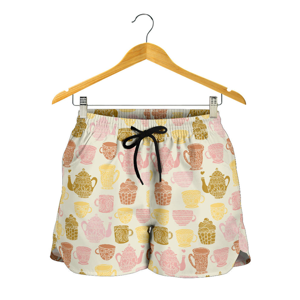 Tea pots Pattern Print Design 02 Women Shorts