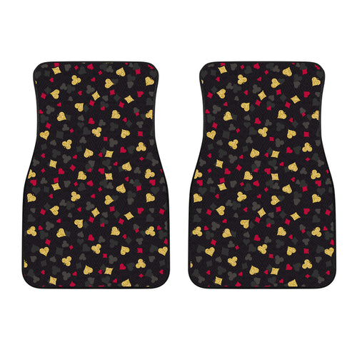 Casino Cards Suits Pattern Print Design 01 Front Car Mats