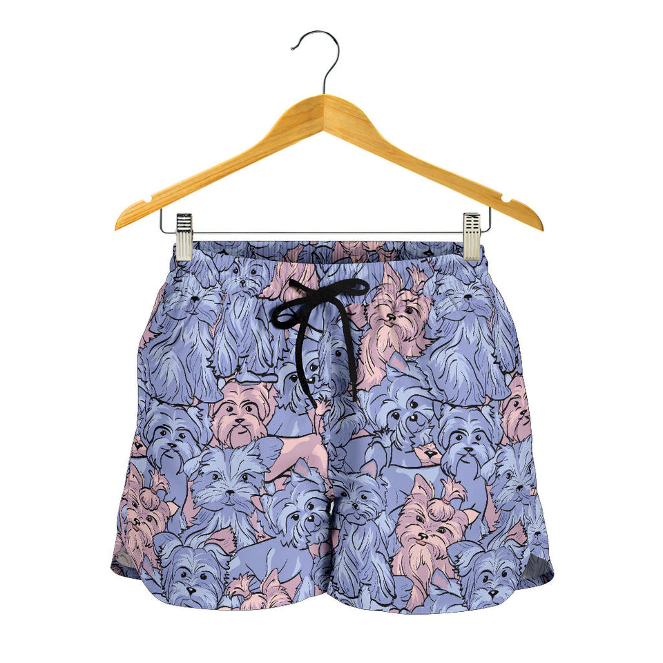 Yorkshire Terrier Pattern Print Design 02 Women Shorts