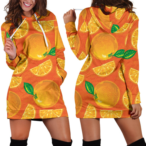 Orange Pattern background Women Hoodie Dress