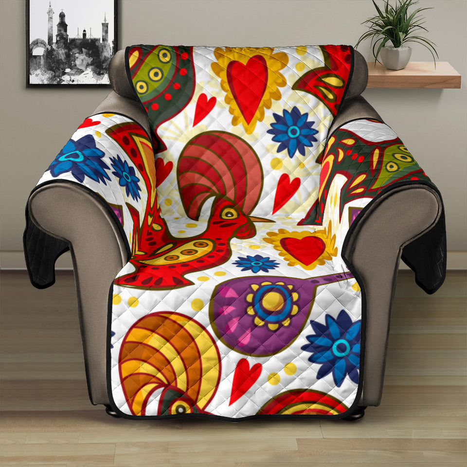 Colorful Rooster Chicken Guitar Pattern Recliner Cover Protector