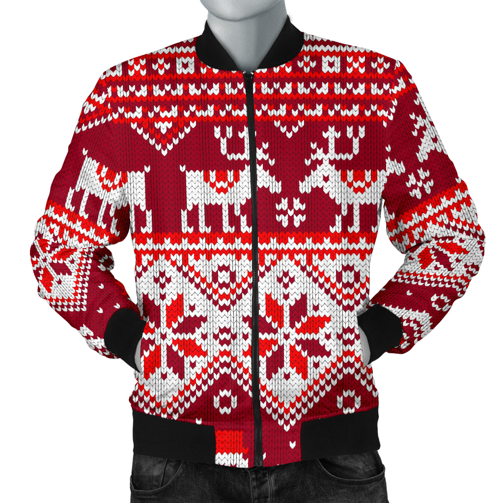 Snowman Sweater Printed Pattern Men Bomber Jacket