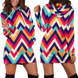 Zigzag Chevron Pattern Background Women Hoodie Dress