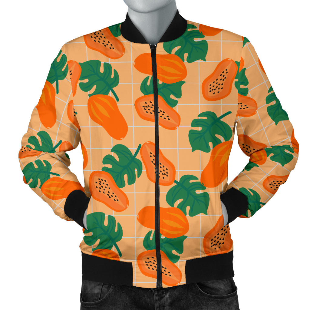 Papaya Leaves Pattern Men Bomber Jacket