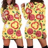 Pizza Tomato Salami Texture Pattern Women Hoodie Dress