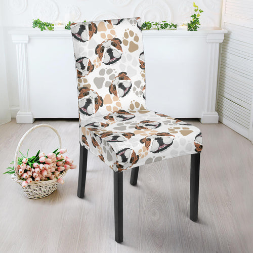 English Bulldog Pattern Print Design 01 Dining Chair Slipcover