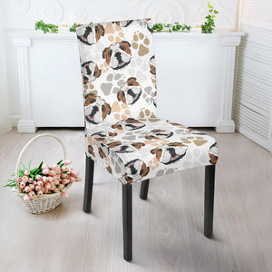 English Bulldog Pattern Print Design 01 Dining Chair Slipcover