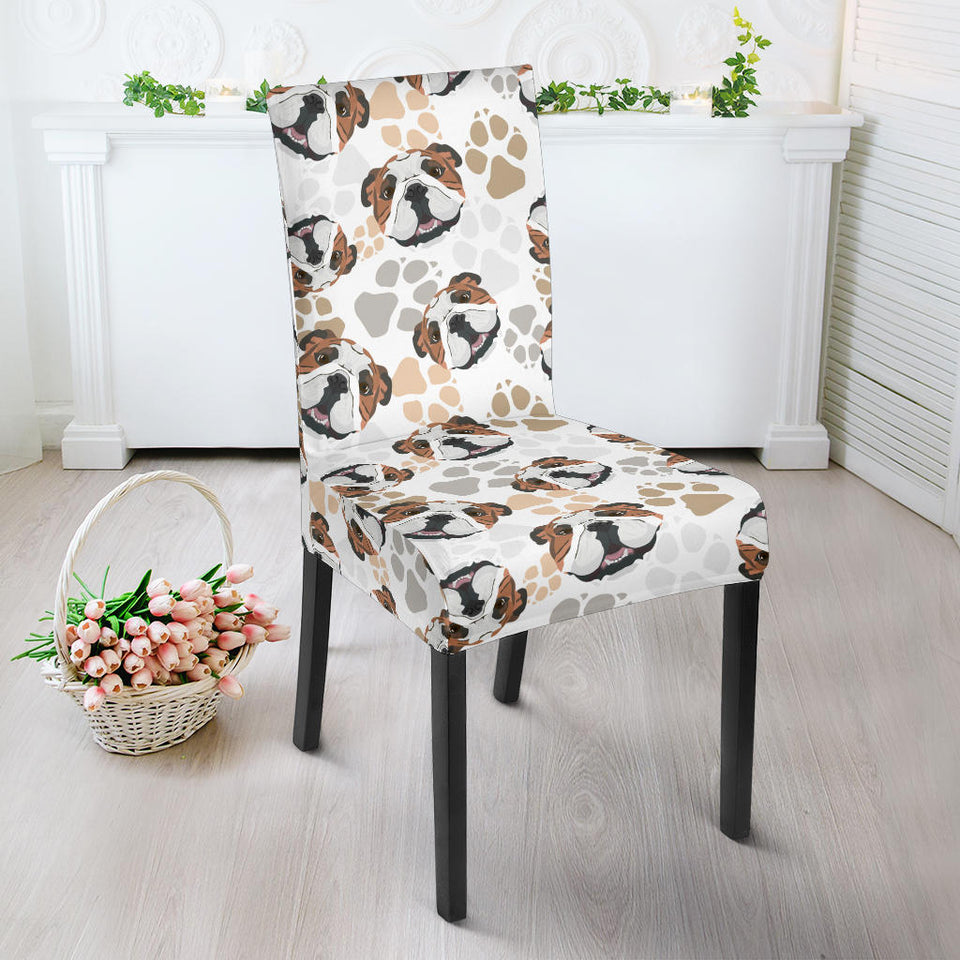 English Bulldog Pattern Print Design 01 Dining Chair Slipcover