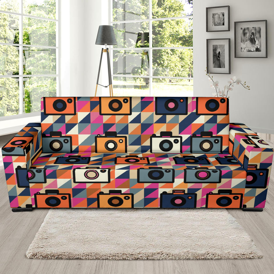 Camera Pattern Print Design 01 Sofa Slipcover