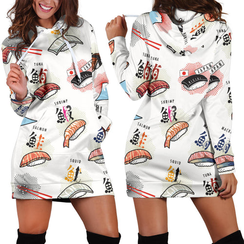 Sushi Japanese Pattern Women Hoodie Dress