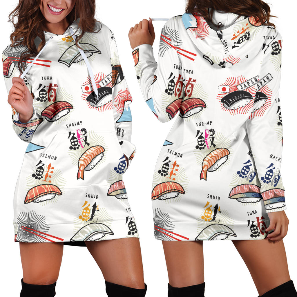 Sushi Japanese Pattern Women Hoodie Dress