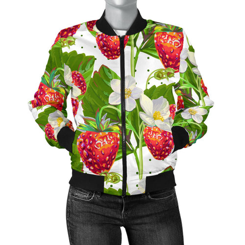 Strawberry Pattern Women Bomber Jacket
