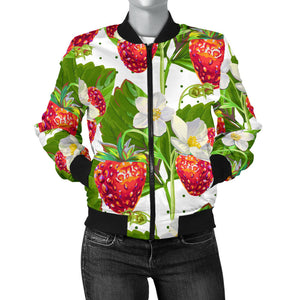 Strawberry Pattern Women Bomber Jacket