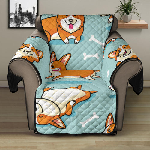 Cute Corgi Pattern Recliner Cover Protector