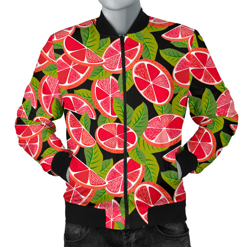 Grapefruit Leaves Pattern Men Bomber Jacket