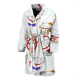 Meneki Neko Lucky Cat Pattern Men Bathrobe