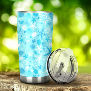 Starfish Shell Blue Theme Pattern Tumbler