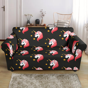 Unicorn Star Pattern Loveseat Couch Slipcover