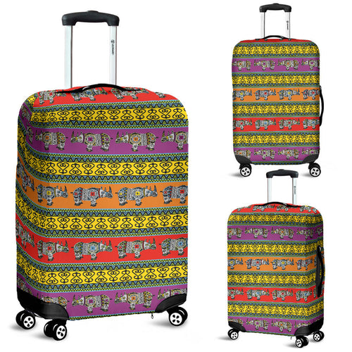 Rhino African Afro Dashiki Adinkra Kente Pattern Ethnic Motifs Luggage Covers