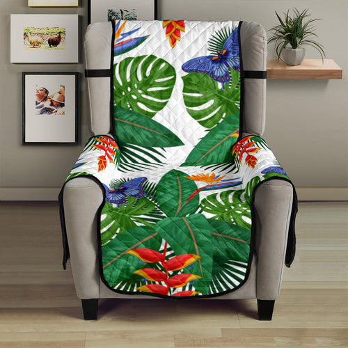 Heliconia Butterfly Leaves Pattern Chair Cover Protector