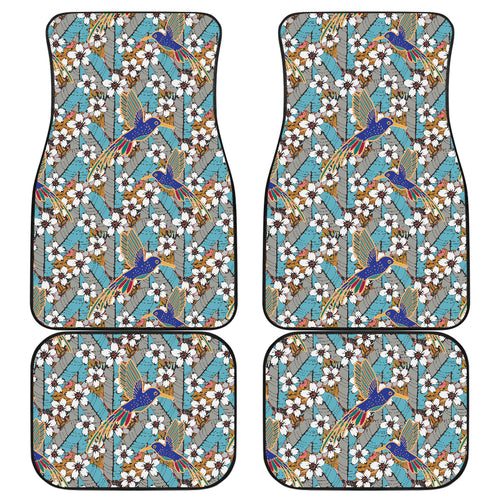 Hummingbird Pattern Print Design 02 Front and Back Car Mats