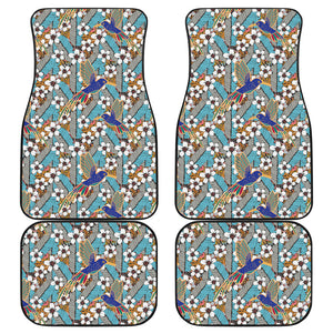 Hummingbird Pattern Print Design 02 Front and Back Car Mats