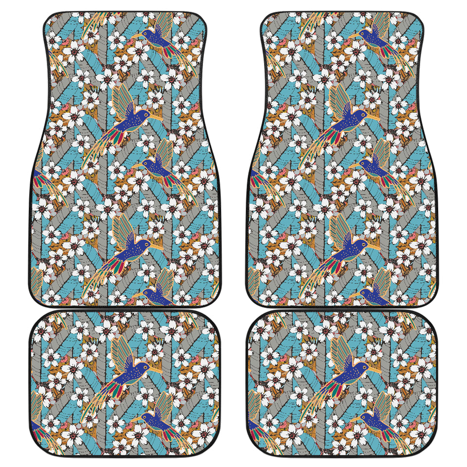 Hummingbird Pattern Print Design 02 Front and Back Car Mats