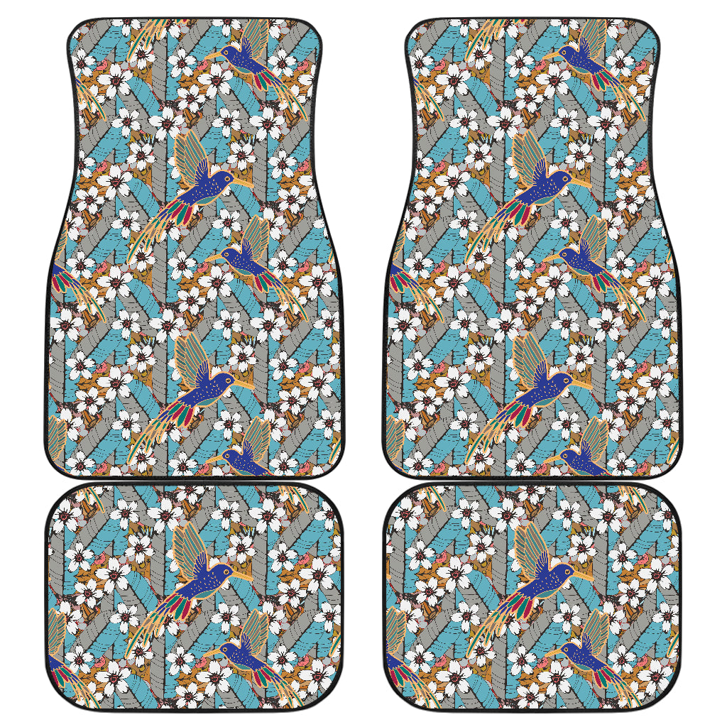 Hummingbird Pattern Print Design 02 Front and Back Car Mats