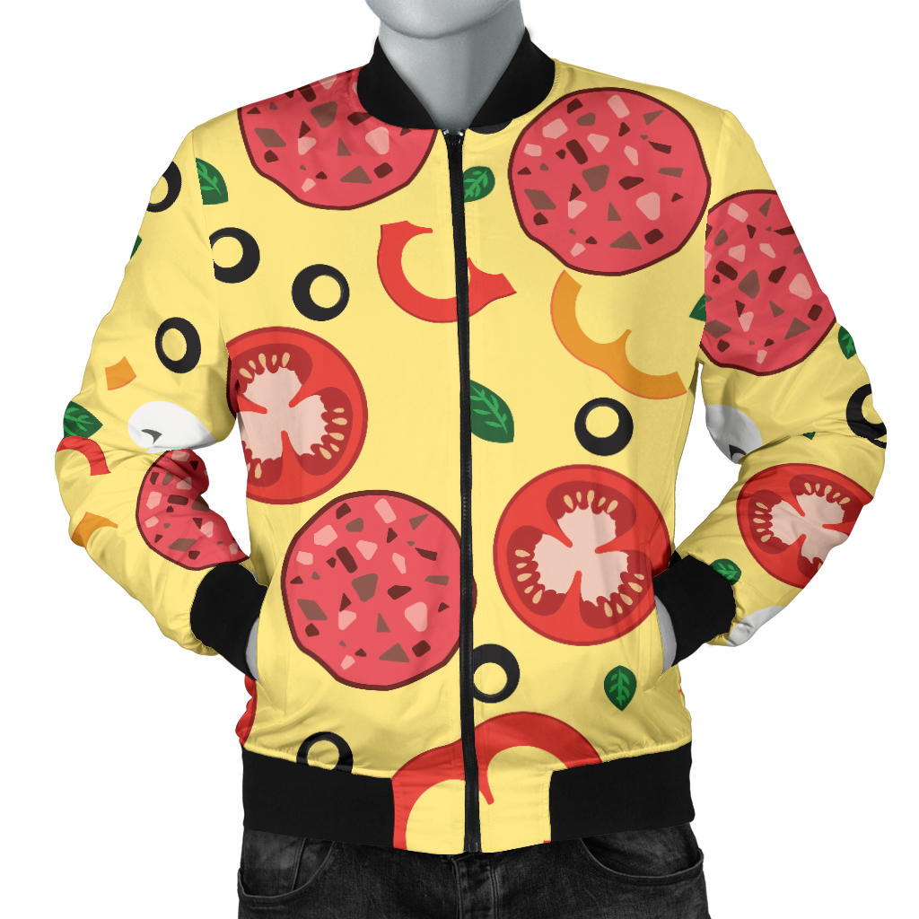 Pizza Tomato Salami Texture Pattern Men Bomber Jacket