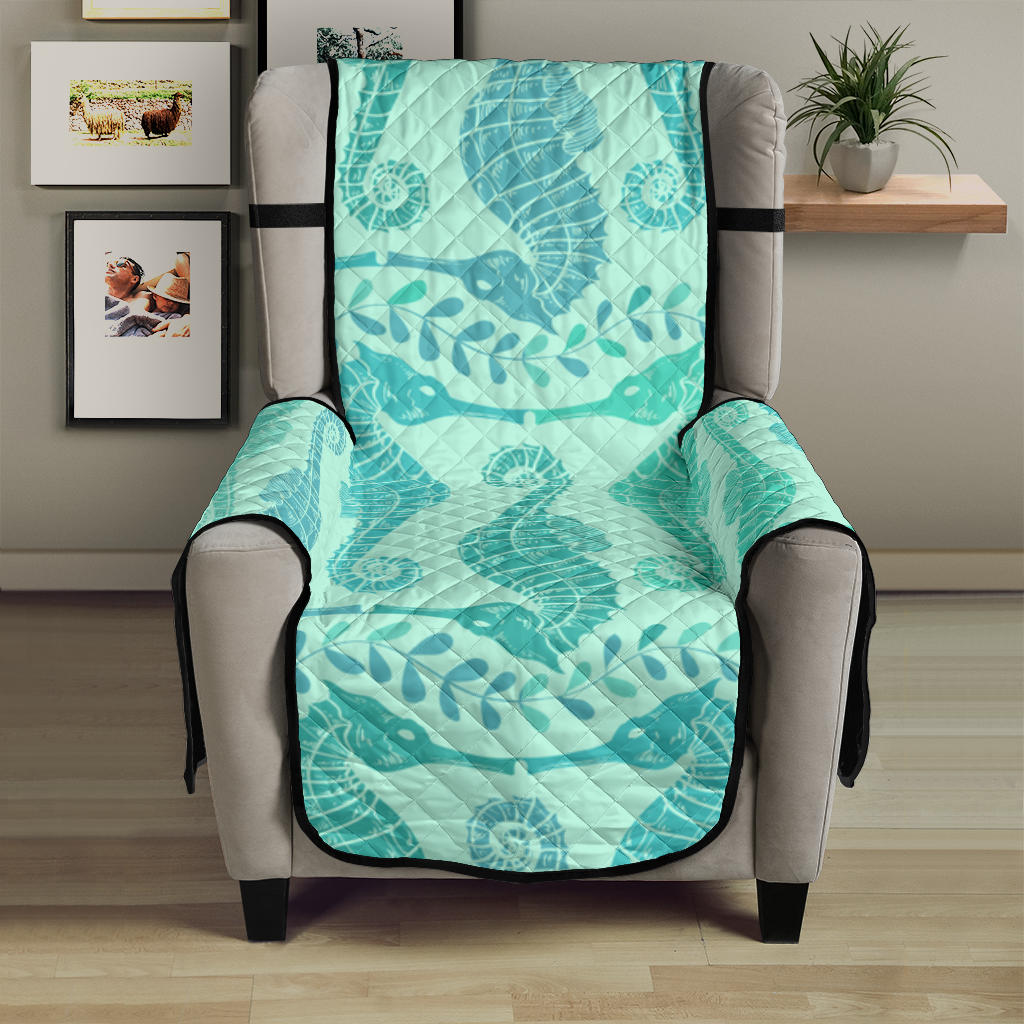 Seahorse Green Pattern Chair Cover Protector