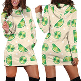 Lime Pattern Women Hoodie Dress