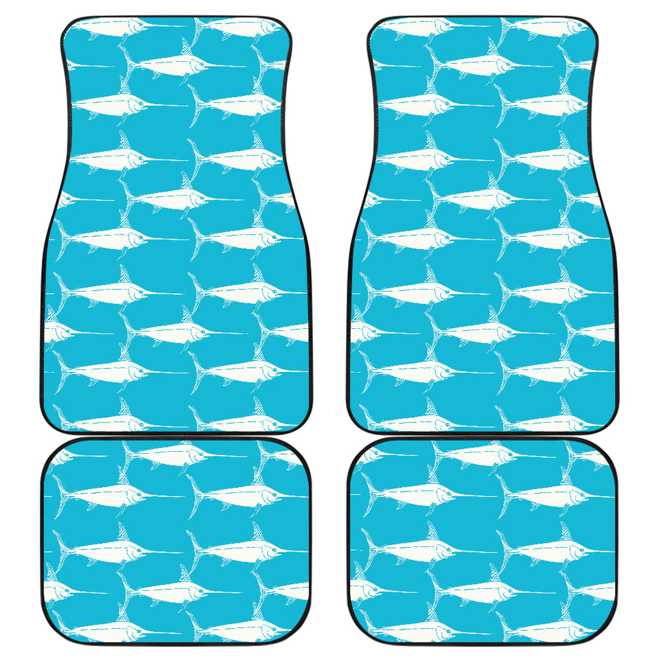 Swordfish Pattern Print Design 02 Front and Back Car Mats