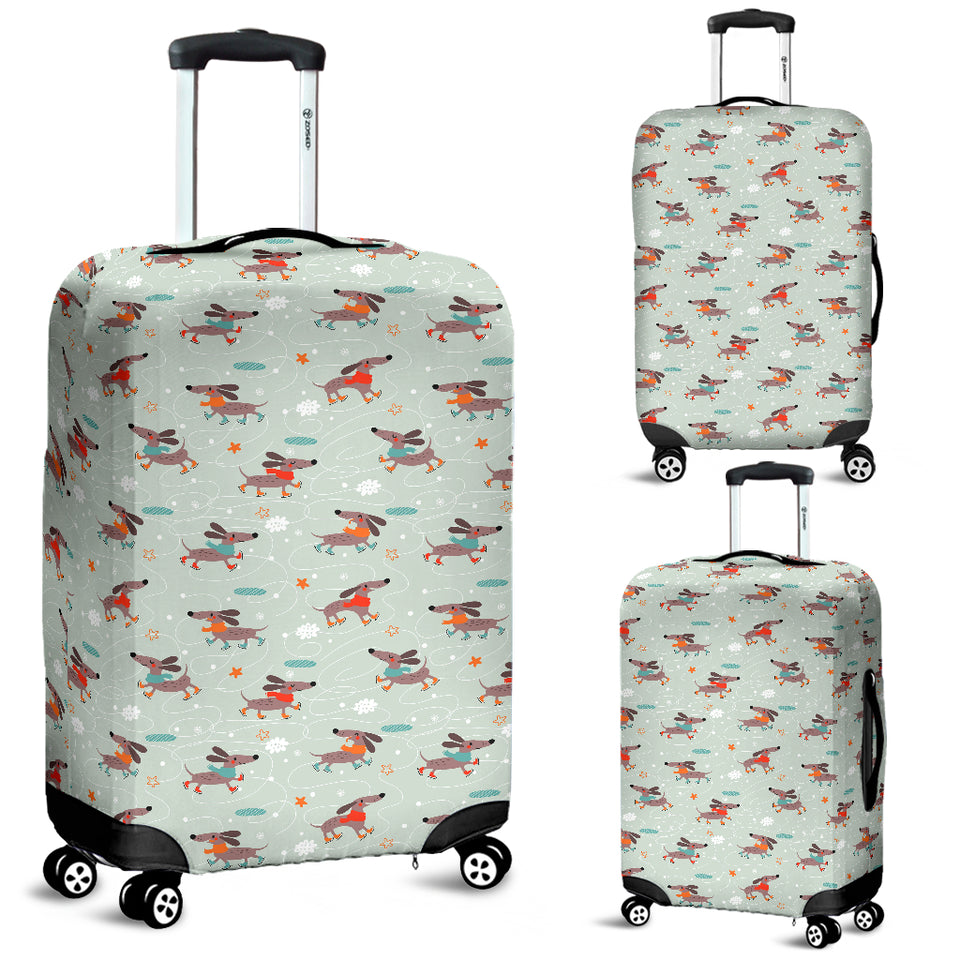 Dachshund Skating Pattern Luggage Covers