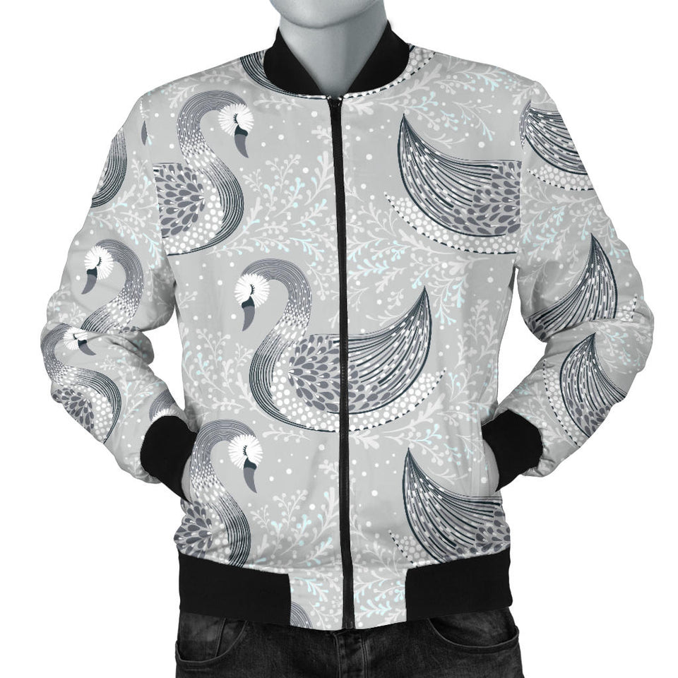 Swan Gray Pattern Men Bomber Jacket