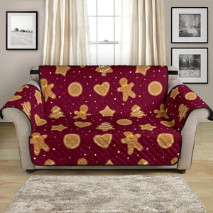 Christmas Ginger Cookie Pattern Background Loveseat Couch Cover Protector