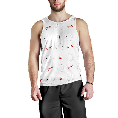 White Pomeranian Pattern Men Tank Top