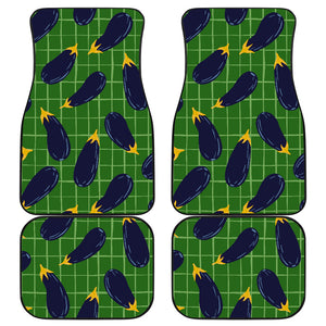 Eggplant Pattern Print Design 04 Front and Back Car Mats