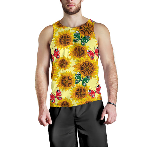 Sunflower Butterfly Pattern Men Tank Top