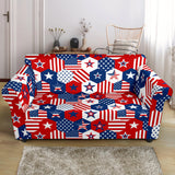 USA Star Hexagon Pattern Loveseat Couch Slipcover