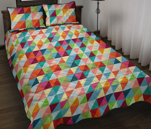 Rainbow Geometric Pattern Quilt Bed Set