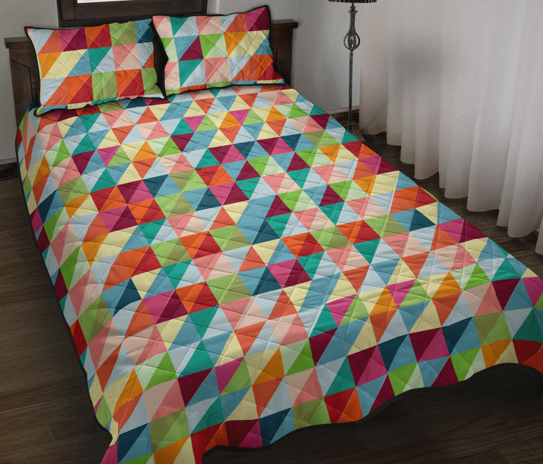 Rainbow Geometric Pattern Quilt Bed Set