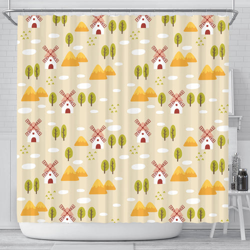 Windmill Pattern Shower Curtain Fulfilled In US