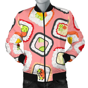 Sushi Roll Pattern Men Bomber Jacket