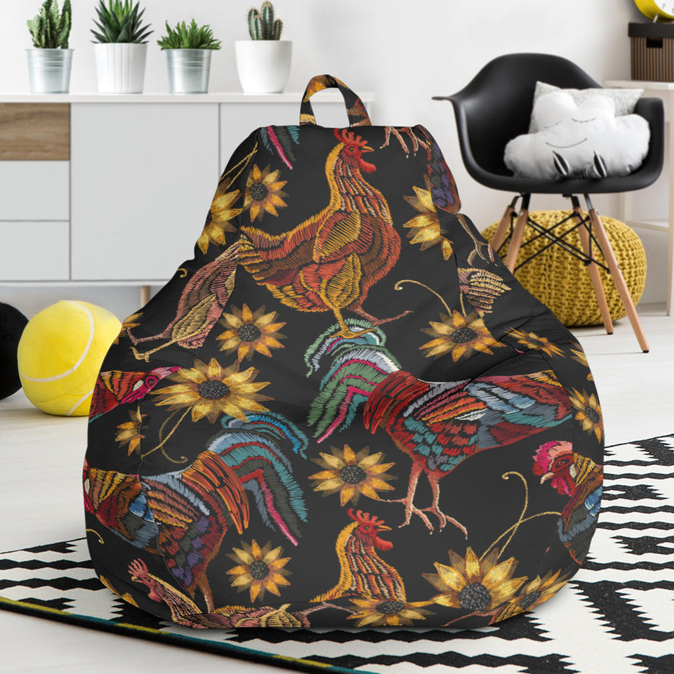 Rooster Chicken Flower Pattern Bean Bag Cover