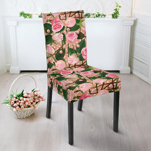 Rose Pattern Print Design 04 Dining Chair Slipcover