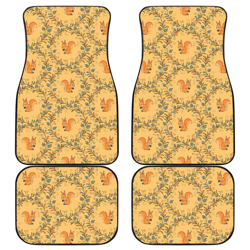 Squirrel Pattern Print Design 01 Front and Back Car Mats