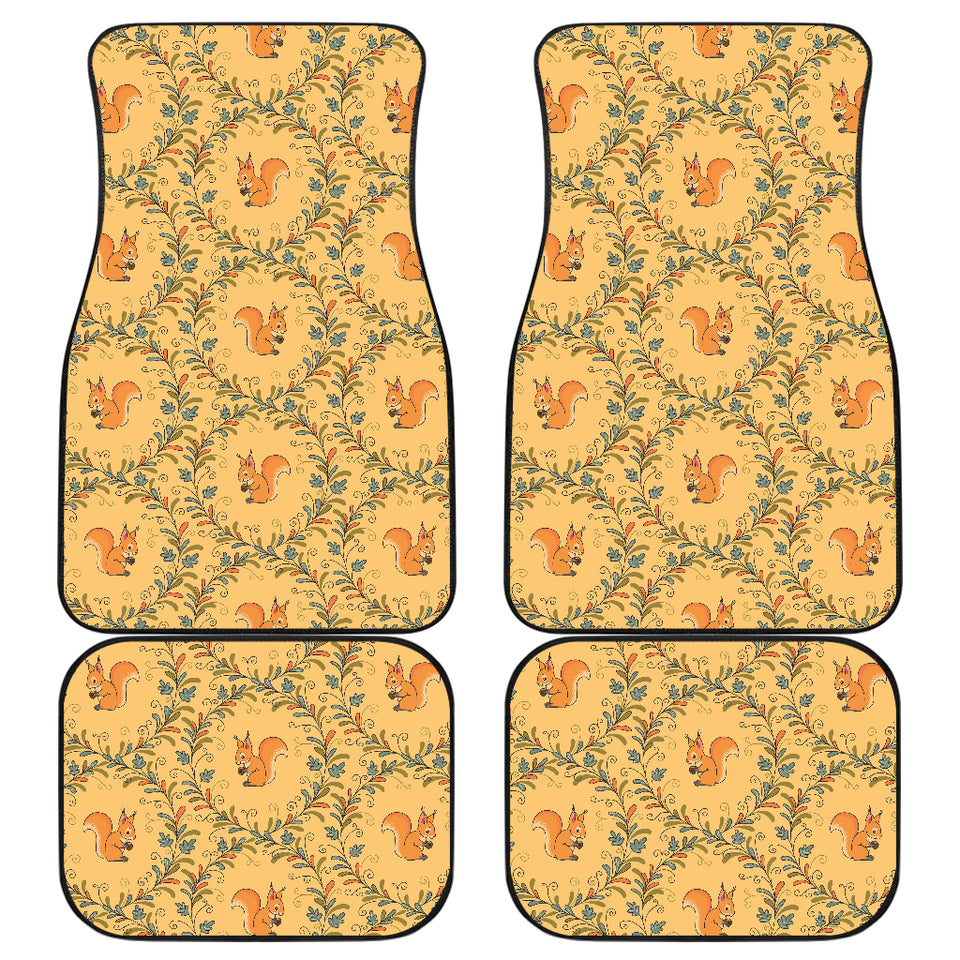 Squirrel Pattern Print Design 01 Front and Back Car Mats