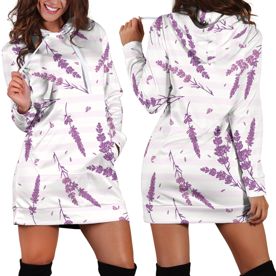 Lavender Pattern Stripe Background Women Hoodie Dress