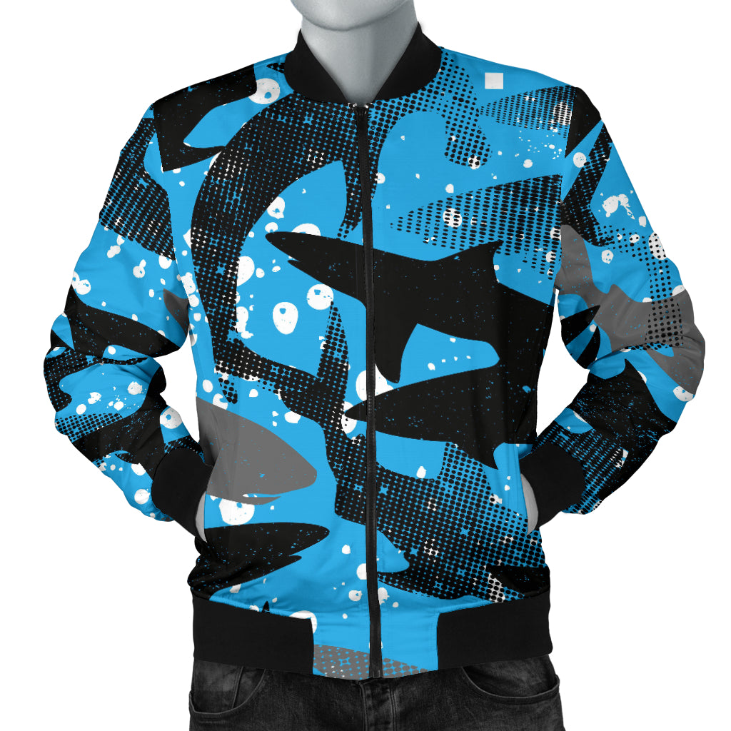 Shark Pattern Background Men Bomber Jacket