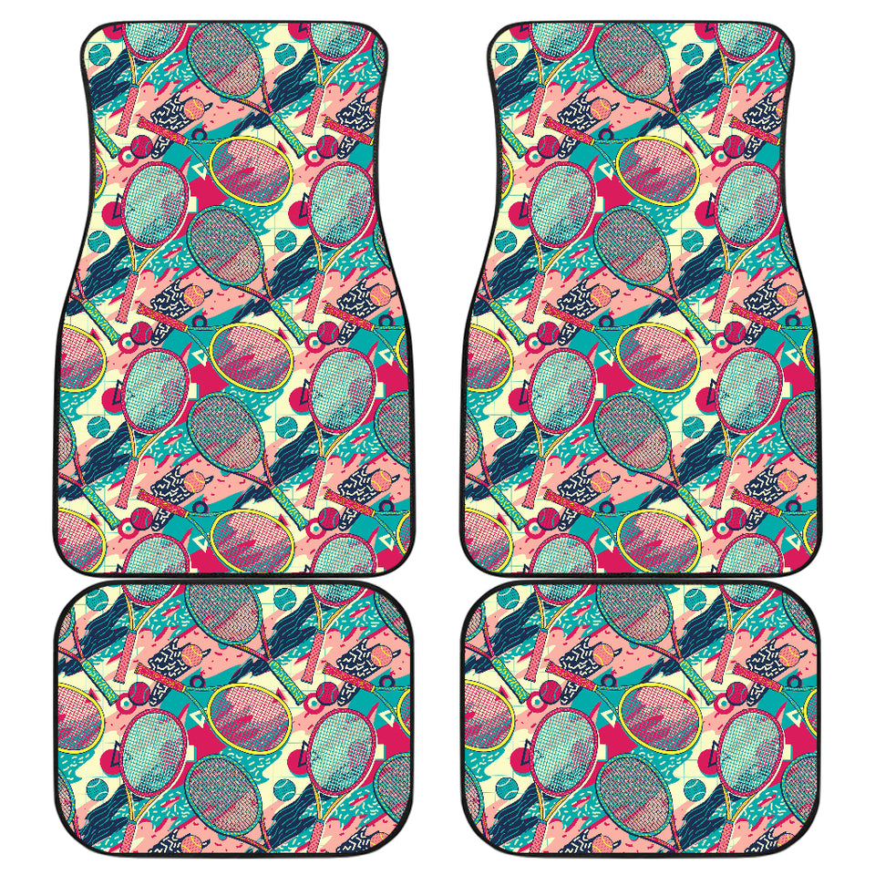 Tennis Pattern Print Design 01 Front and Back Car Mats